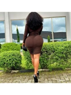 Ribbons Off Shoulder Ruched Mini Dress -BreezeWear Store P 20231227153054904 657