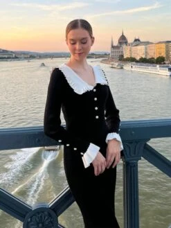 Ruffle Knitting Long Sleeve Sweater Dress -BreezeWear Store P 20231228101424255 625