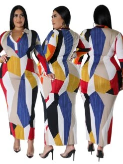 Gradient Color Gradient Cozy Long Sleeves Dress -BreezeWear Store P 20240102164215199 455