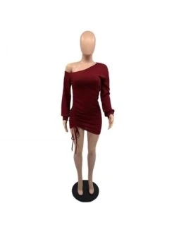 Tie-wrap Ruched Goddess-like Long Sleeve Dresses 11 Tie-wrap Ruched Goddess-like Long Sleeve Dresses -BreezeWear Store P 20240102171536387 619
