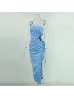 Tie-wrap Patchwork Satin Sleeveless Dresses -BreezeWear Store P 20240103155203166 471