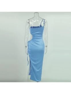 Tie-wrap Patchwork Satin Sleeveless Dresses -BreezeWear Store P 20240103155205388 940