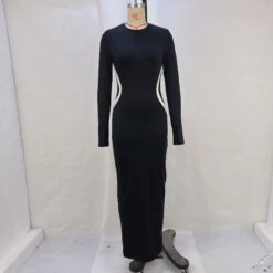 Patchwork Mid-rise Skinny Long Sleeve Dresses -BreezeWear Store P 20240104165647192 470