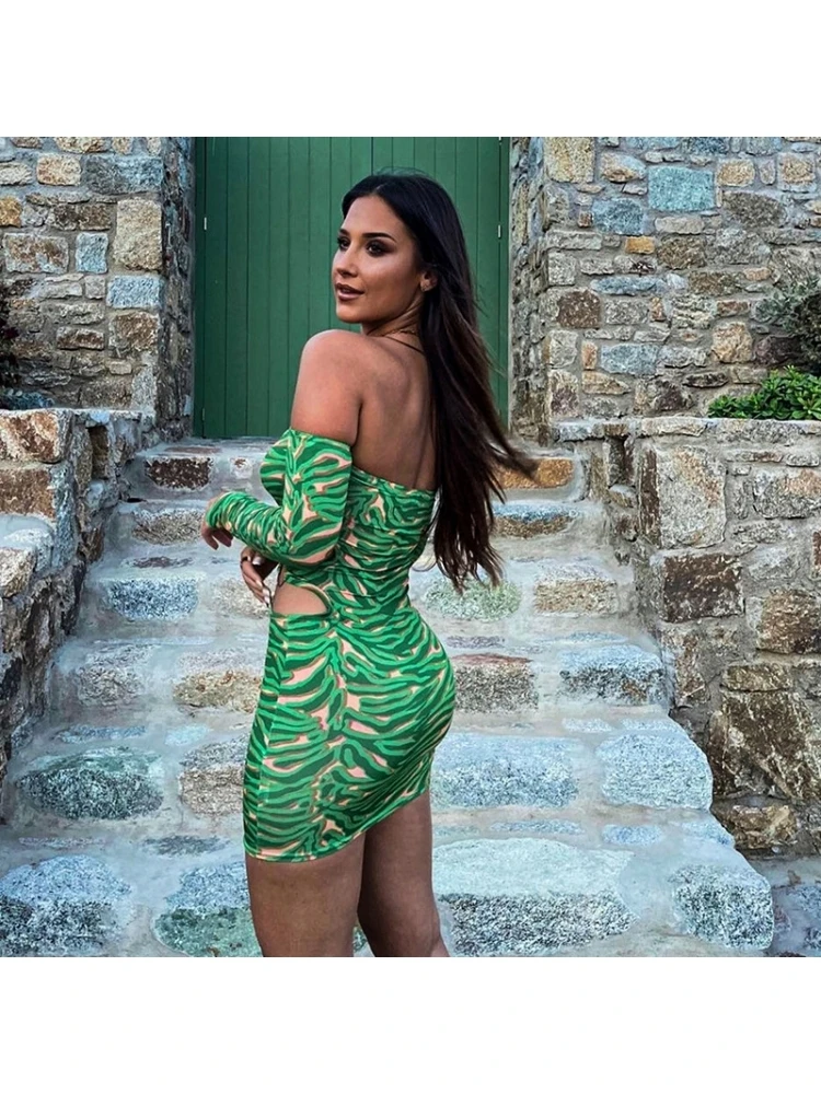 Printed Hollow Out Bodycon Mini Dress 5 Printed Hollow Out Bodycon Mini Dress - Image 3