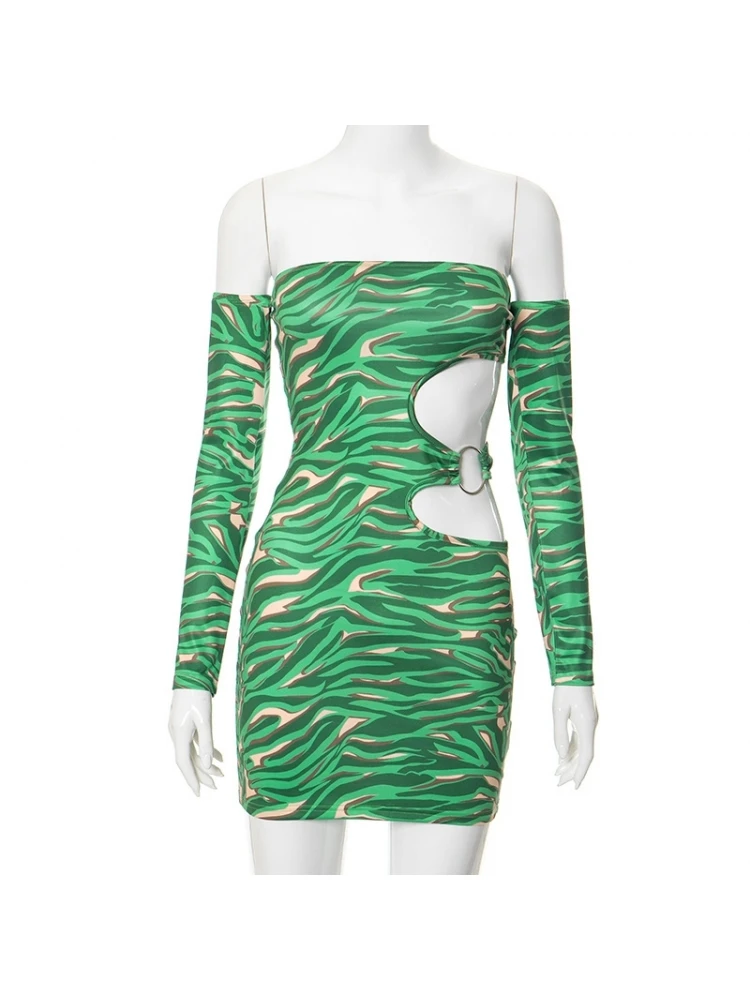 Printed Hollow Out Bodycon Mini Dress 7 Printed Hollow Out Bodycon Mini Dress - Image 5