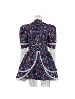 Ruffle Halter Single Breasted Short Sleeve Dresses -BreezeWear Store P 20240110170915172 369