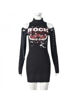 Turtleneck Cold Shoulder Slim Dress -BreezeWear Store P 20240111142106141 847