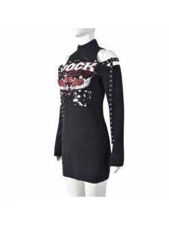 Turtleneck Cold Shoulder Slim Dress -BreezeWear Store P 20240111142108792 119