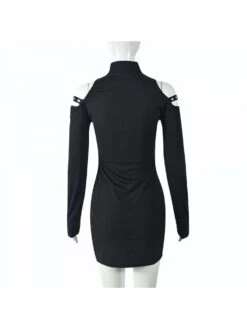 Turtleneck Cold Shoulder Slim Dress -BreezeWear Store P 20240111142111425 821