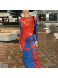 See Through Long Sleeve Bodycon Maxi Dress -BreezeWear Store P 20240112111058384 610