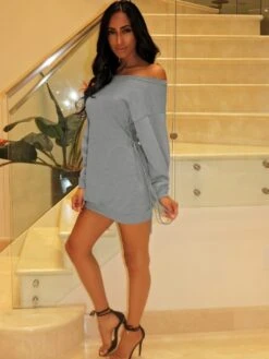 Off Shoulder Tie-wrap Ruched Mini Dress -BreezeWear Store P 20240112165608353 322