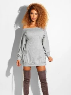 Off Shoulder Tie-wrap Ruched Mini Dress -BreezeWear Store P 20240112165614247 442