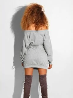 Off Shoulder Tie-wrap Ruched Mini Dress -BreezeWear Store P 20240112165616639 675