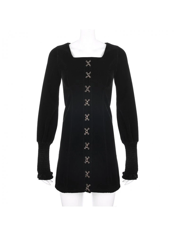 Solid Color Velour Long Sleeves Mini Dress 3 Solid Color Velour Long Sleeves Mini Dress