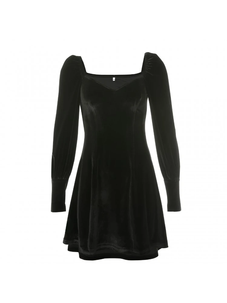 Solid Color Velour Long Sleeves Mini Dress 11 Solid Color Velour Long Sleeves Mini Dress - Image 9