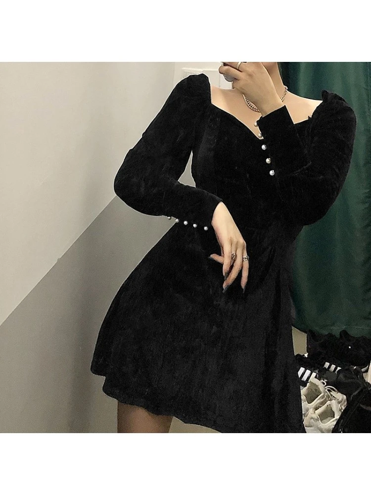 Solid Color Velour Long Sleeves Mini Dress 12 Solid Color Velour Long Sleeves Mini Dress - Image 10