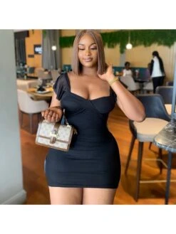 Patchwork Square Neck Bodycon Mini Dress