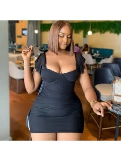 Patchwork Square Neck Bodycon Mini Dress -BreezeWear Store P 20240125111941700 539