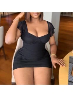 Patchwork Square Neck Bodycon Mini Dress -BreezeWear Store P 20240125111946958 773