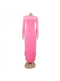 Crew Neck Long Sleeve Maxi Dress -BreezeWear Store P 20240223141003632 161