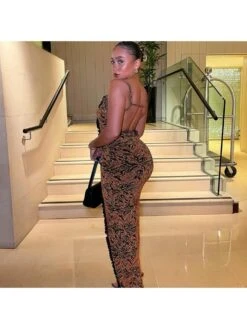 Patchwork Low Rise Backless Sleeveless Maxi Dresses -BreezeWear Store P 20240227101523189 324