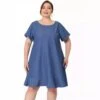 Solid Color High Rise Loose Plus Short Sleeve Dress -BreezeWear Store P 20240228152523981 897