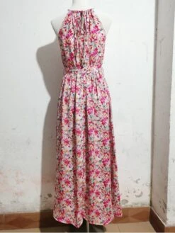 Halter High Rise Fitted Bohemian Sleeveless Dresses -BreezeWear Store P 20240302170506494 956