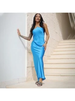 Chain Lace Up Halter Backless Dresses -BreezeWear Store P 20240312150505896 690