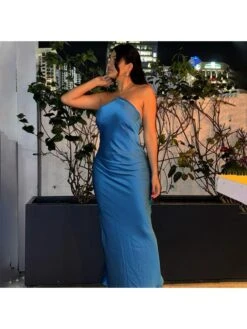 Chain Lace Up Halter Backless Dresses -BreezeWear Store P 20240312150507911 806