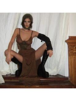 Hollow Out Tie-wrap Spaghetti Straps Maxi Dresses -BreezeWear Store P 20240313102507230 714