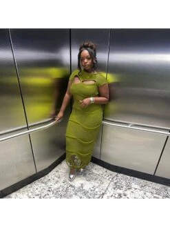 Hollow Out Fringe Irregular Maxi Dress -BreezeWear Store P 20240315115528130 579