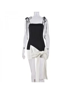 Bow Patchwork Lace Up Sleeveless Dresses 15 Bow Patchwork Lace Up Sleeveless Dresses -BreezeWear Store P 20240320111519879 955