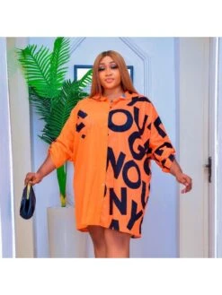 Colorblock Long Sleeve Loose Plus Long Sleeves Dress