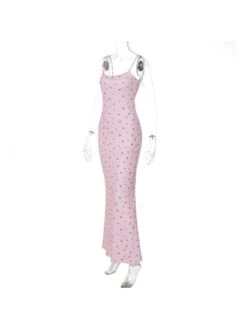 Rib Floral Printed Backless Maxi Dress -BreezeWear Store P 20240321114006305 984