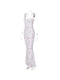 Floral Printed Lace Up Sleeveless Maxi Dress -BreezeWear Store P 20240325112514542 295