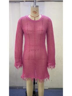 Hollow Out High Rise A-line Long Sleeves Dress -BreezeWear Store P 20240327152529437 890