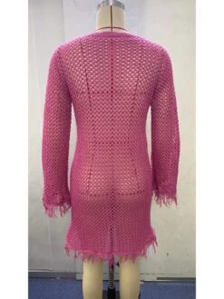 Hollow Out High Rise A-line Long Sleeves Dress -BreezeWear Store P 20240327152530402 487