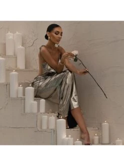 Metallic Spaghetti Straps Backless Sleeveless Dresses -BreezeWear Store P 20240329152512130 250