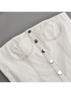 Buckle Patchwork Pleated Strapless Dress -BreezeWear Store P 20240402140519000 716