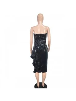 Irregular Ruffle Split Hem Strapless Dress -BreezeWear Store P 20240407140540840 333