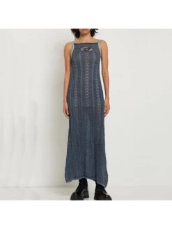 Knitted Hollow Out Sleeveless Maxi Dress