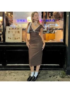 Polka Dots Lace High Rise Short Sleeve Dress