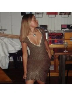 Polka Dots Lace High Rise Short Sleeve Dress -BreezeWear Store P 20240409105513804 825