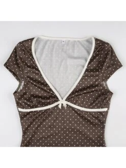 Polka Dots Lace High Rise Short Sleeve Dress -BreezeWear Store P 20240409105521093 536