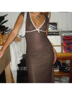 Polka Dots V Neck Short Sleeve Dress -BreezeWear Store P 20240409165516838 771