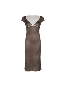 Polka Dots V Neck Short Sleeve Dress -BreezeWear Store P 20240409165523581 935