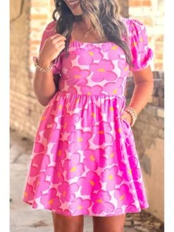 Square Neck Short Sleeve High Rise Dress -BreezeWear Store P 20240412140004644 634