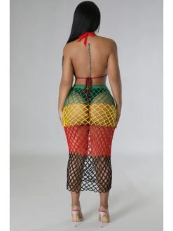 Colorblock Fringe Weave Backless Maxi Dress -BreezeWear Store P 20240413170512072 550