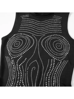 Hotfix Rhinestones High Rise Bodycon Sleeveless Dresses -BreezeWear Store P 20240417175017473 805
