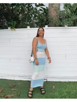 Colorblock Hollow Out Spaghetti Straps Backless Dresses -BreezeWear Store P 20240425085011542 444